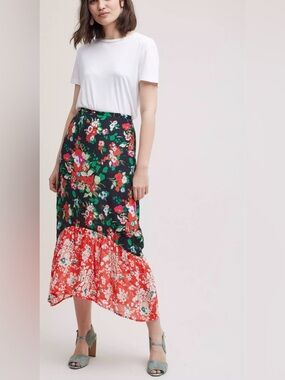 100% Silk Rixo London Leandra Printed Skirt